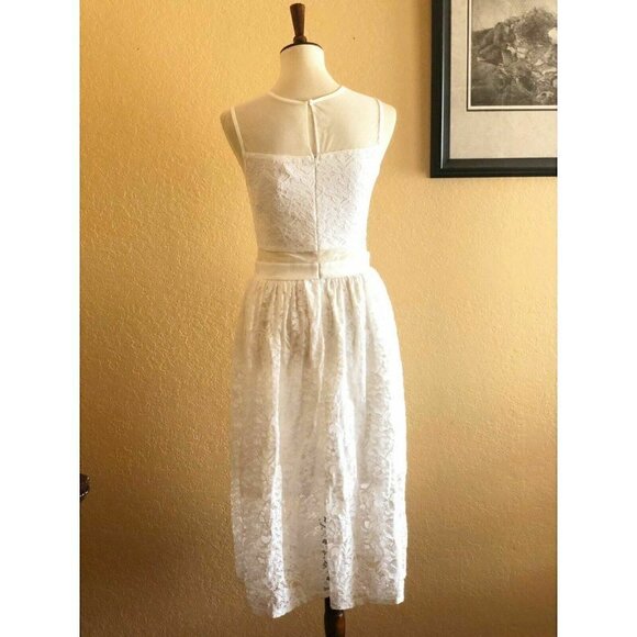 Love..Ady Women's White Mesh Floral Lace Dress M - Picture 11 of 12